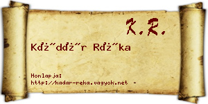 Kádár Réka névjegykártya