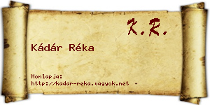 Kádár Réka névjegykártya